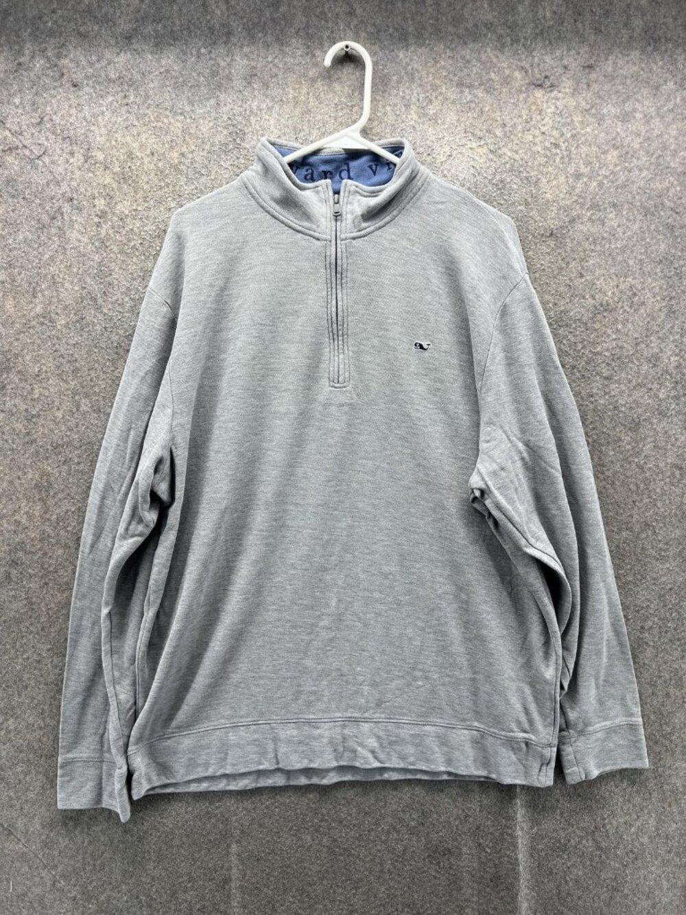 Vineyard Vines Sweatshirt Mens XL Gray 1/4 Zip Knit Pullover Whale Logo Casual